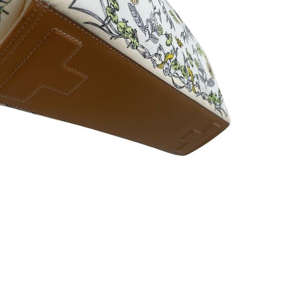 Tory Burch Nylon Ella Tote Bag Meadow Print Floral Rabbit Bird Nature Scene ASIS - Picture 7 of 9